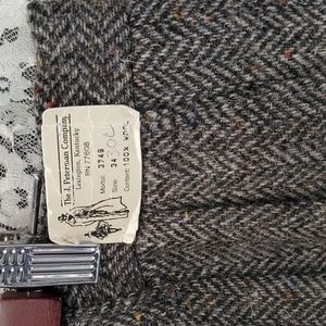 J Peterman herringbone tweed wool pants 34 x 30 un-worn